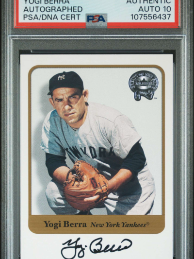 2001 FLEER GREATS AUTOGRAPHED YOGI BERRA HOF PSA AUTHENTIC DNA AUTO 10