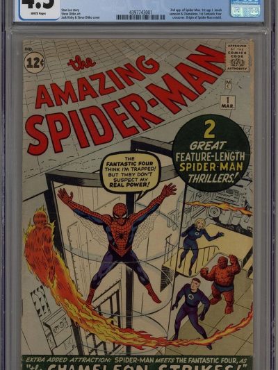 AMAZING SPIDER-MAN #1 CGC 4.5 WHITE PAGES MARVEL COMICS 1963