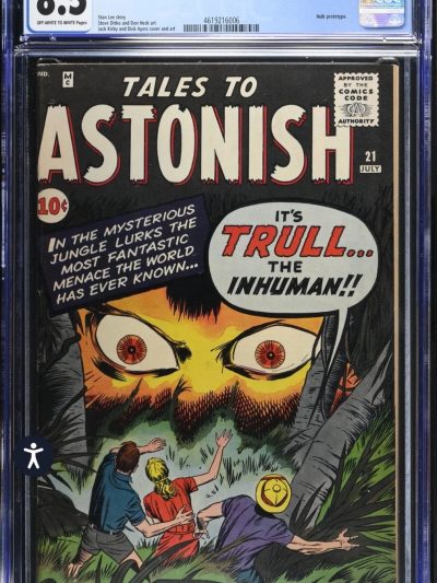 TALES TO ASTONISH 21 CGC 8.5 OW/W PAGES HIGHEST GRADED PRE-HERO MARVEL KIRBY