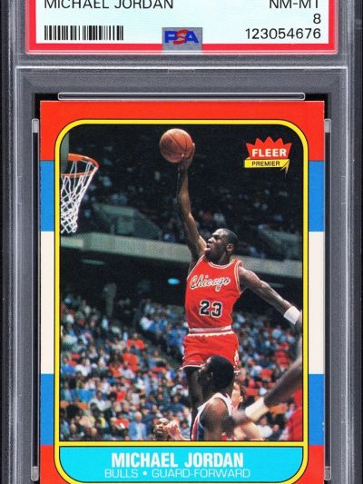 1986 FLEER #57 MICHAEL JORDAN ROOKIE RC PSA 8