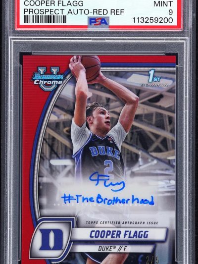 2024 Bowman Chrome U Cooper Flagg AUTO Red Refractor #2/5 PSA 9 w/INSCRIPTION